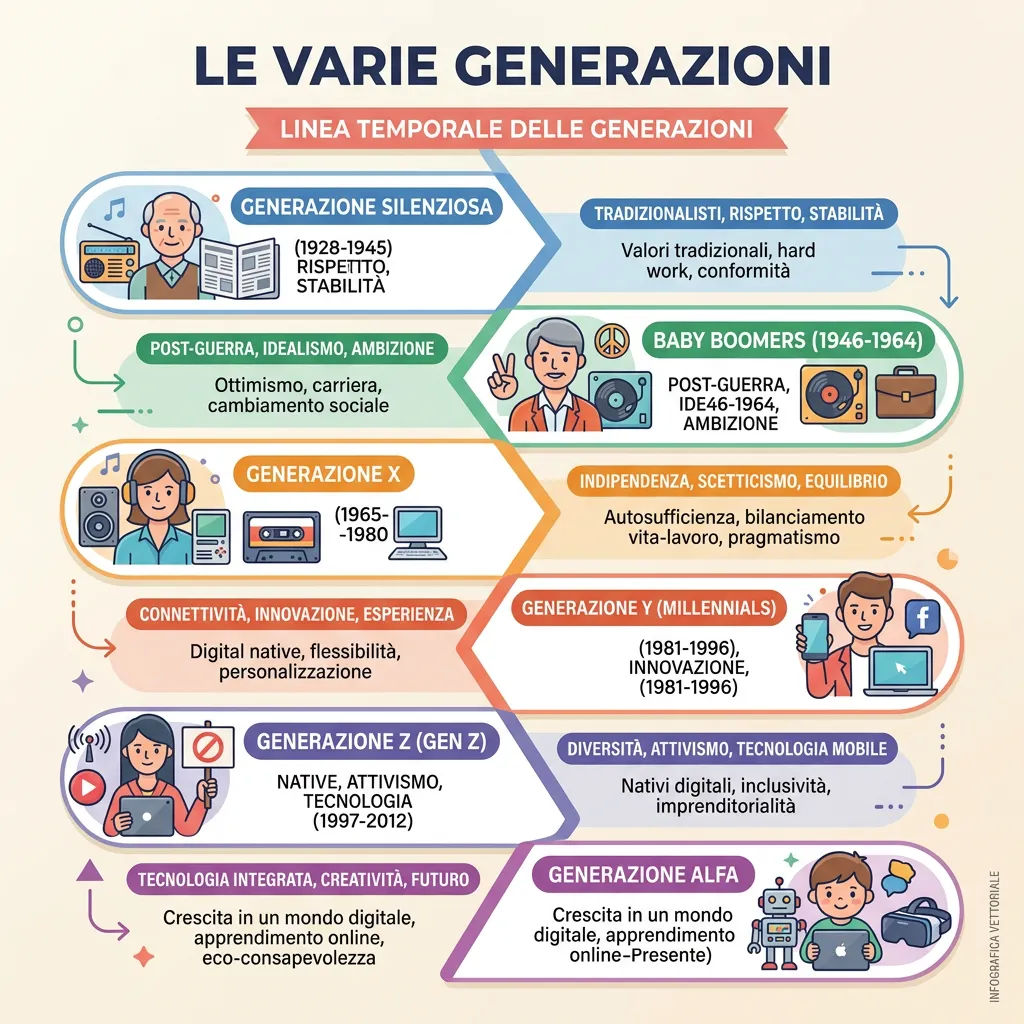 Generazione Z caratteristiche, anni e abitudini digitali linea temporale